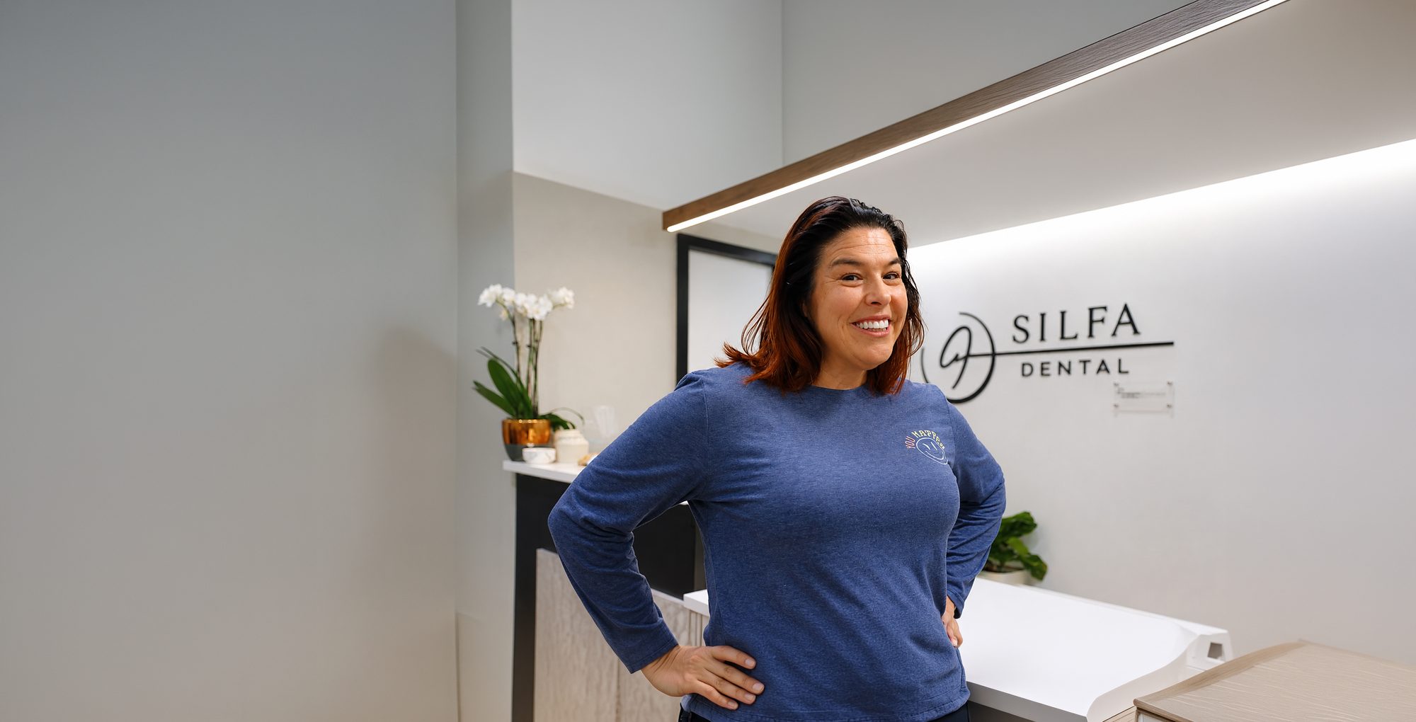 Salina smiling in the Silfa Dental office