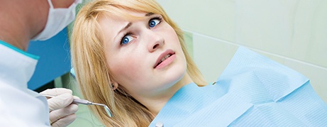 Woman afraid of the dentist