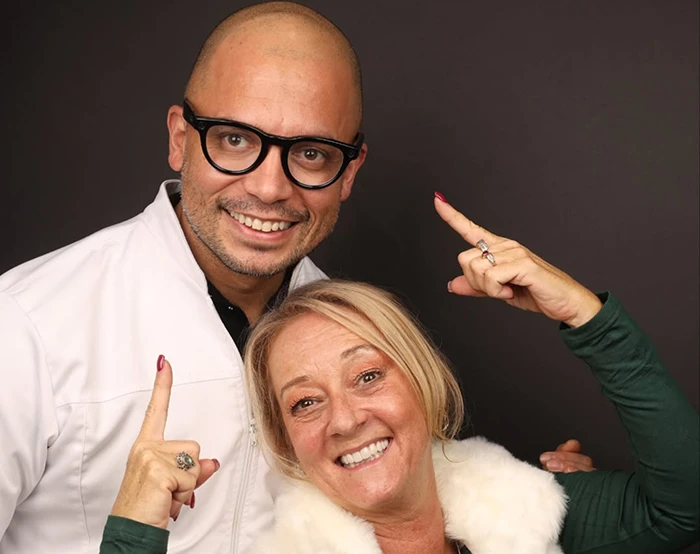Donna and Dr. Silfa celebrating her new smile