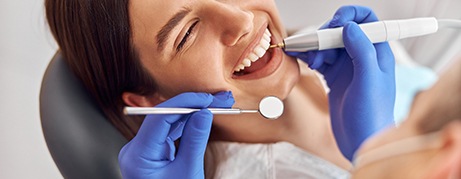 Woman smiling at the dentist