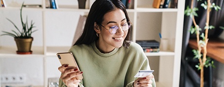 Woman using a credit card