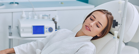 Woman relaxing in dental chair